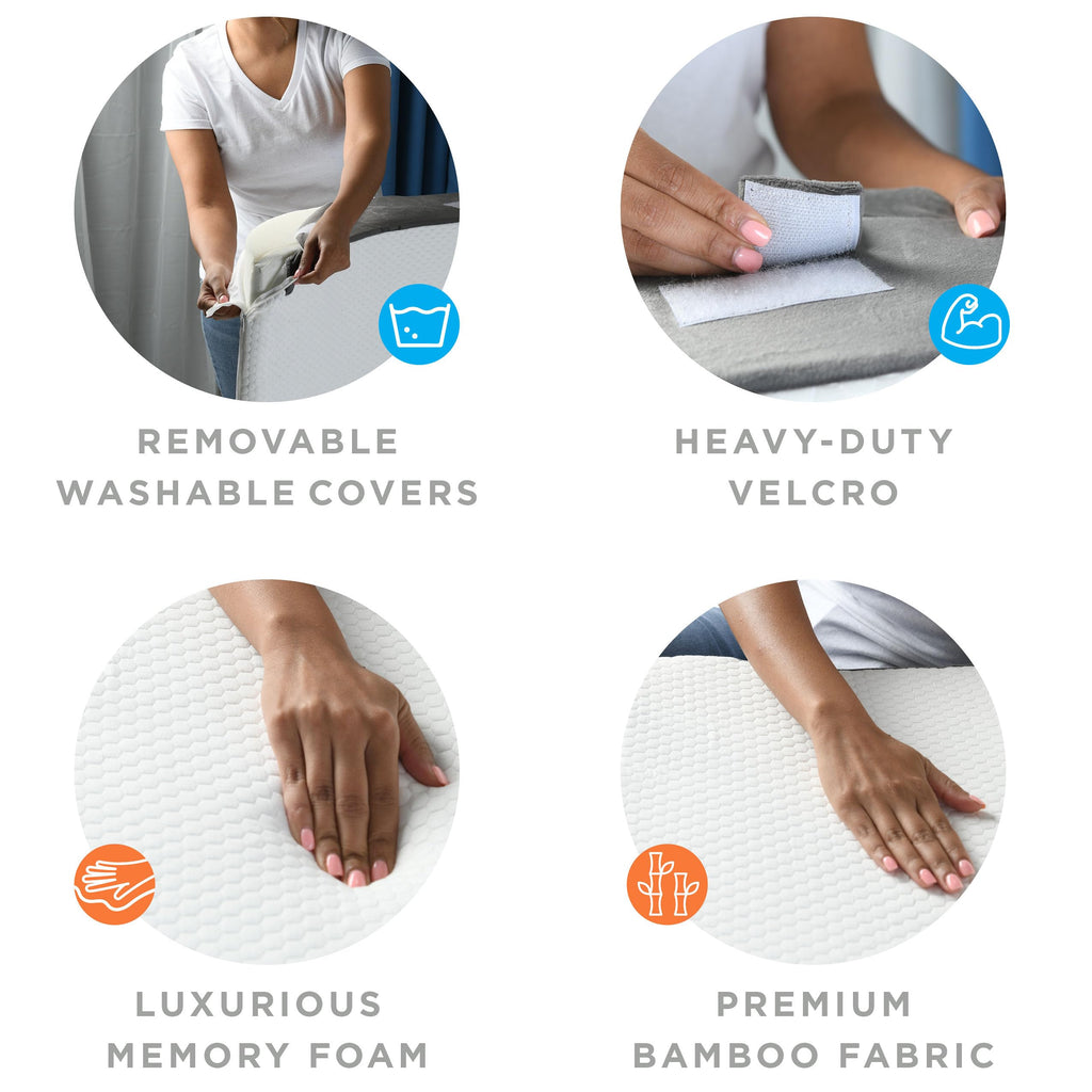 Gleur Wedge Pillow Set For After Surgery- Memory Foam Orthopedic Bed Wedge Pillow Post Surgery Adjustable Incline for All Sleeping, Sitting Positions, Acid reflux Includes a Desk Pillow Patent Pending