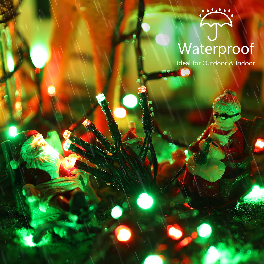 Brizled Red & Green Christmas Lights, 78.74ft 240 LED Outdoor Christmas Lights Connectable, 8 Modes Mini Christmas String Lights Plug-in Mini Xmas Tree Lights with Timer for Outside Garden Party Decor