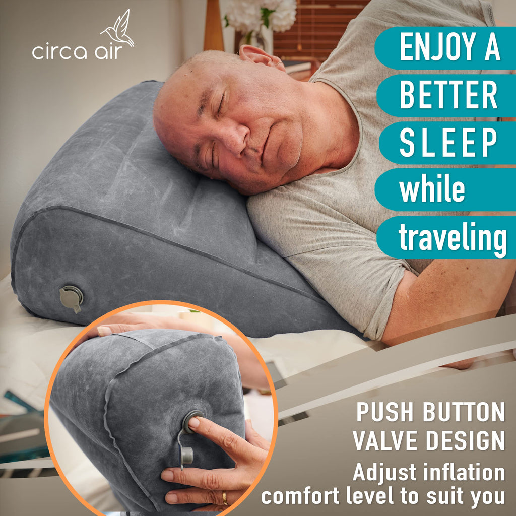 Circa Air Inflatable Wedge Pillow - Travel Wedge Pillow for Sleeping Acid Reflux, After Surgery, Bed Wedge Pillow for Head Shoulder, Back, Knee, Leg Elevation Support, GERD, Snoring, Heartburn