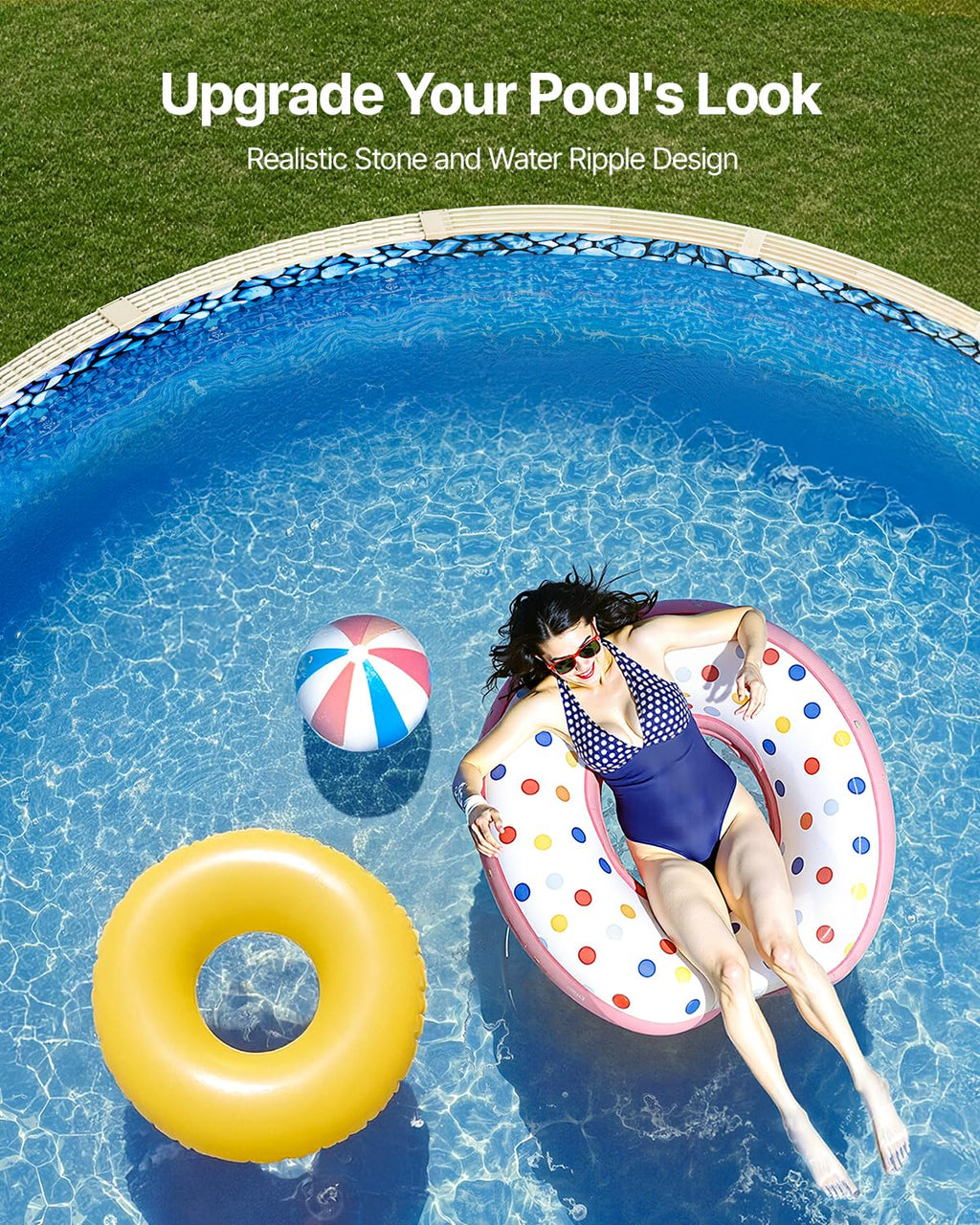 VEVOR 8-ft Round Above Ground Pool Liner, Overlap Pool Liners, Standard Gauge Vinyl, 48-to-54inch Wall Height, Designed for Steel Sided Above-Ground Swimming Pools