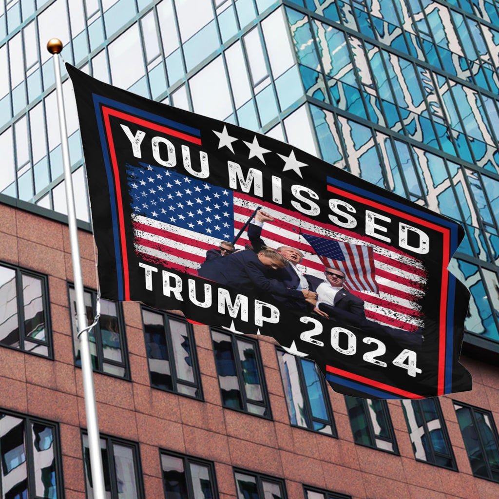 Sicrvos You Missed Trump 2024 Flags 3x5 Outdoor Unique Tapestry For Living Room Wall Art For Parties 3x5 Ft, Birthday Gifts For Friends