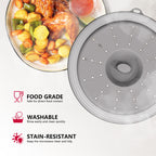 Microwave Splatter Cover Vented for Food with Hook Hole, Splatter Guard & Colander Kitchen Gadget for Food, Meal Prep, Grey