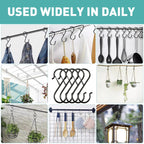 12 Pcs S Hooks for Hanging Heavy Duty, 3.5-inch Heavy Duty Metal S Hook with Safety Buckle, Suitable for 0.5 inch Rods, S Hook for Hanging Plants, Closet, Kitchen Utensil, Pot, Pan, Bags