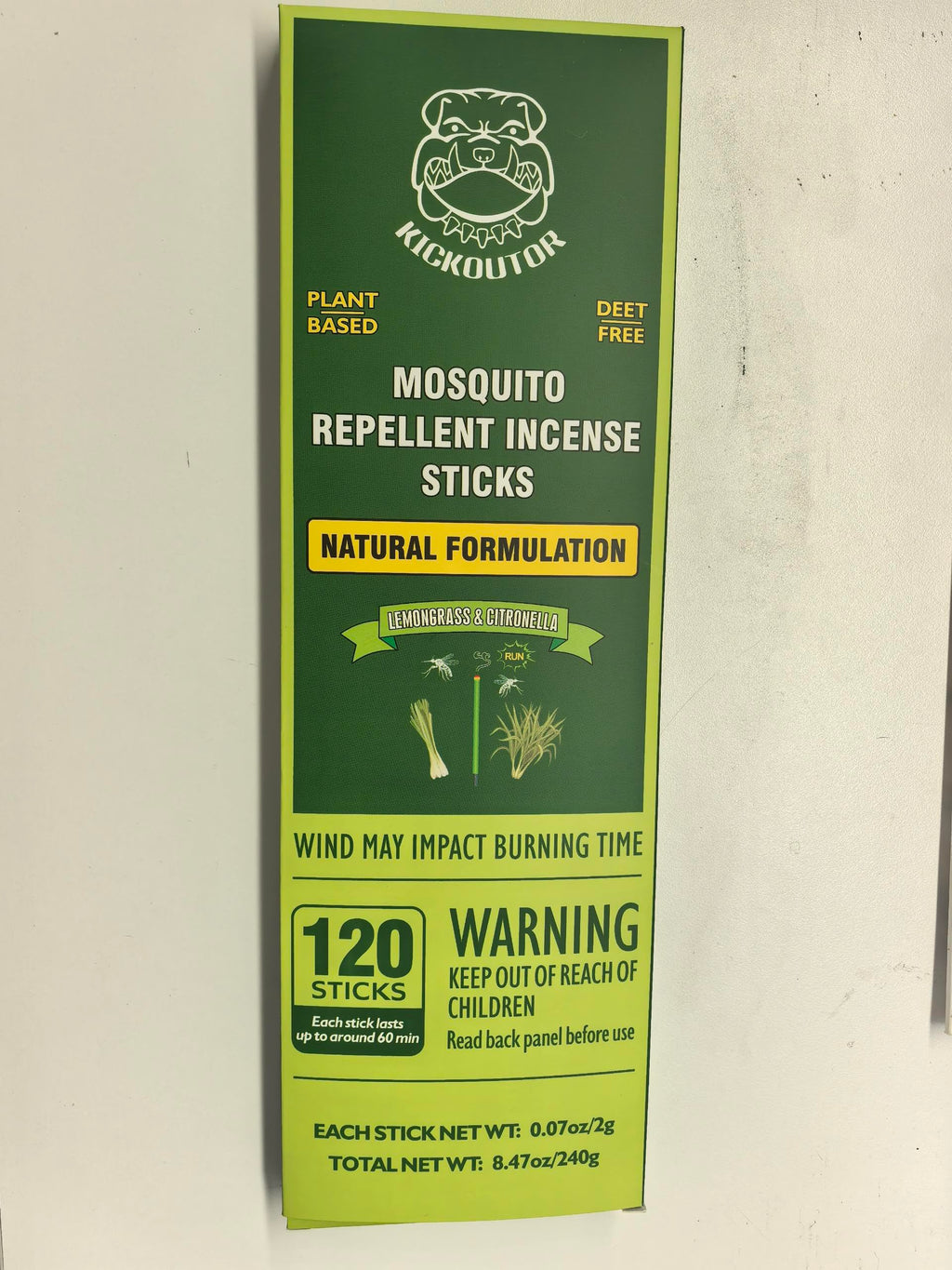 KICKOUTOR® Mosquito Repellent Outdoor Patio 120 PCS Citronella Oil Mosquito Incense Sticks Natural Organic Mosquito Barrier Mosquito Repeller for Backyard Travel Camping Indoors Gnat Mosquito Control