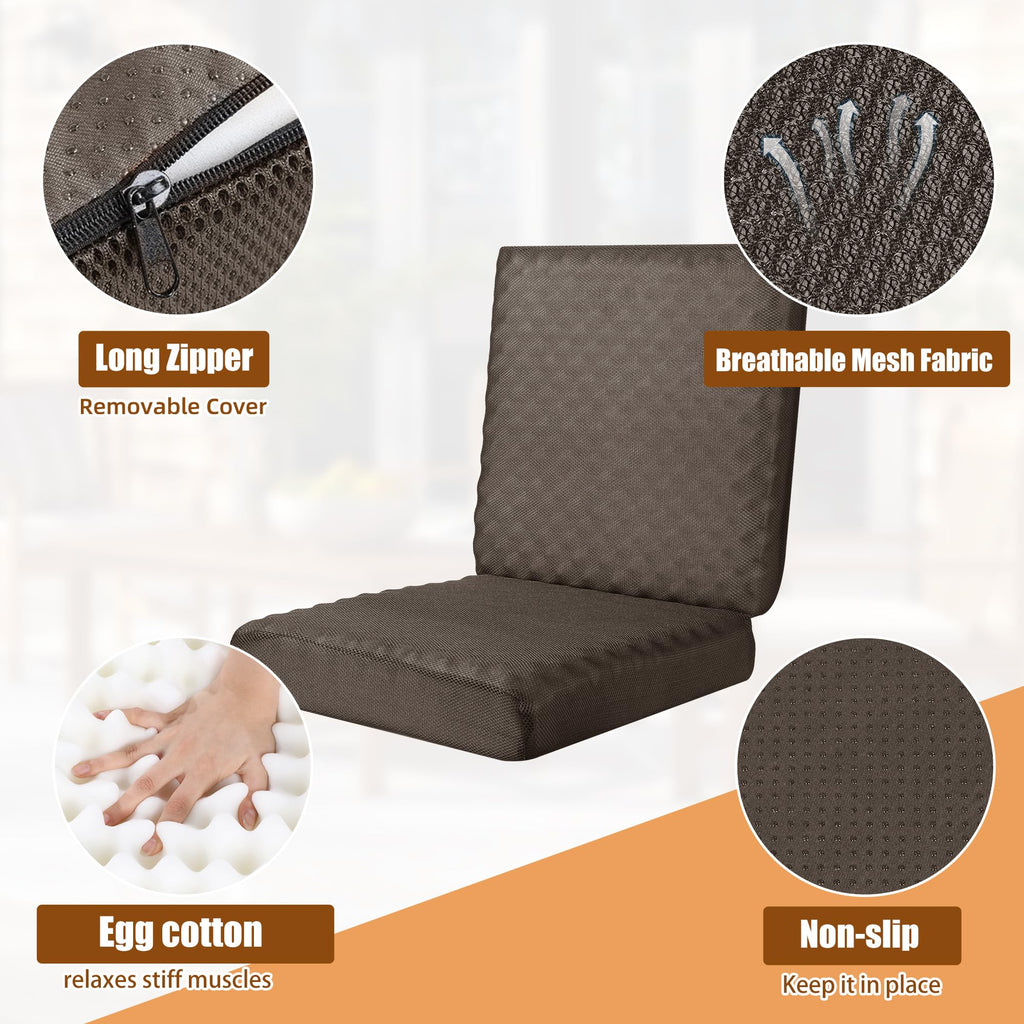 BALAPET Recliner Cushions for Long Sitting,Egg Crate Foam Recliner Cushion for Elderly Reduces Muscle Fatigue and Provides Air Flow,Extra Large Non-Slip Seat Mat with Back Support Cushion(Coffee)