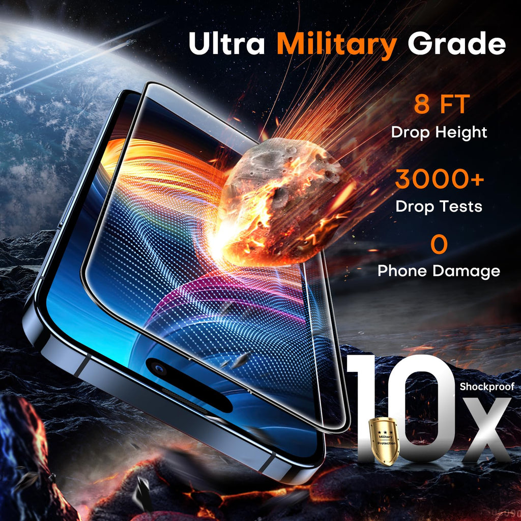 TOCOL for iPhone 15 Pro Max Screen Protector, [9H Hardness] [Military Grade Shatterproof] HD Tempered Glass for iPhone 15 Pro Max Full Coverage Screen Protector, Easy Installation, 2 Pack