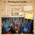 Halloween Decor Floating Candles With Wand, 20pcs Magic Hanging Candles With Remote,6.9IN Flameless Taper Led Candles Battery Operated Floating Window Candles,Decor for Christmas/Wedding/Halloween