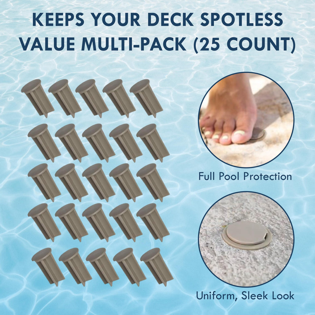 Pool Fence Caps – Putty 25 Pack of 1-Inch Pool Fence Hole Caps – Used for Covering Deck Sleeves in Safety Fencing – Protects Pool Areas When Fence is Removed – Compatible with Most Systems