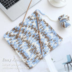 Knyteruna #6 Super Bulky Blanket Yarn for Crocheting - 4 Skeins(Each 10.5oz/300g, 220yds/201m), Chunky Chenille Thick Plush Big Soft Yarn for Crocheting Knitting Blankets, Khaki & Blue & White