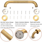Rackickyer Shower Grab Bar, 2 Pack 32 Inch Gold Bathroom Grab Bar, 1.25" Diameter 304 Stainless Steel Anti-Slip Grab Bars for Bathtubs and Showers, Handicap Shower Grab Bar for Seniors Elderly