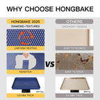 HONGBAKE Baking Sheet Pan Set, Cookie Sheets for Oven, Nonstick Half/Quarter/Jelly Roll Pans with Diamond Texture Pattern, Heavy Duty Cookie Tray, Dark Blue