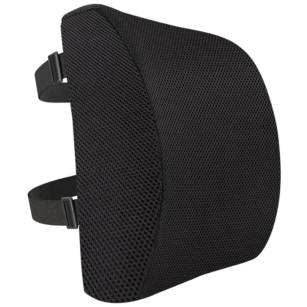 Amazon Basics Rectangular Comfortable Back Support Cushion for Office Chairs, Memory Foam, Black