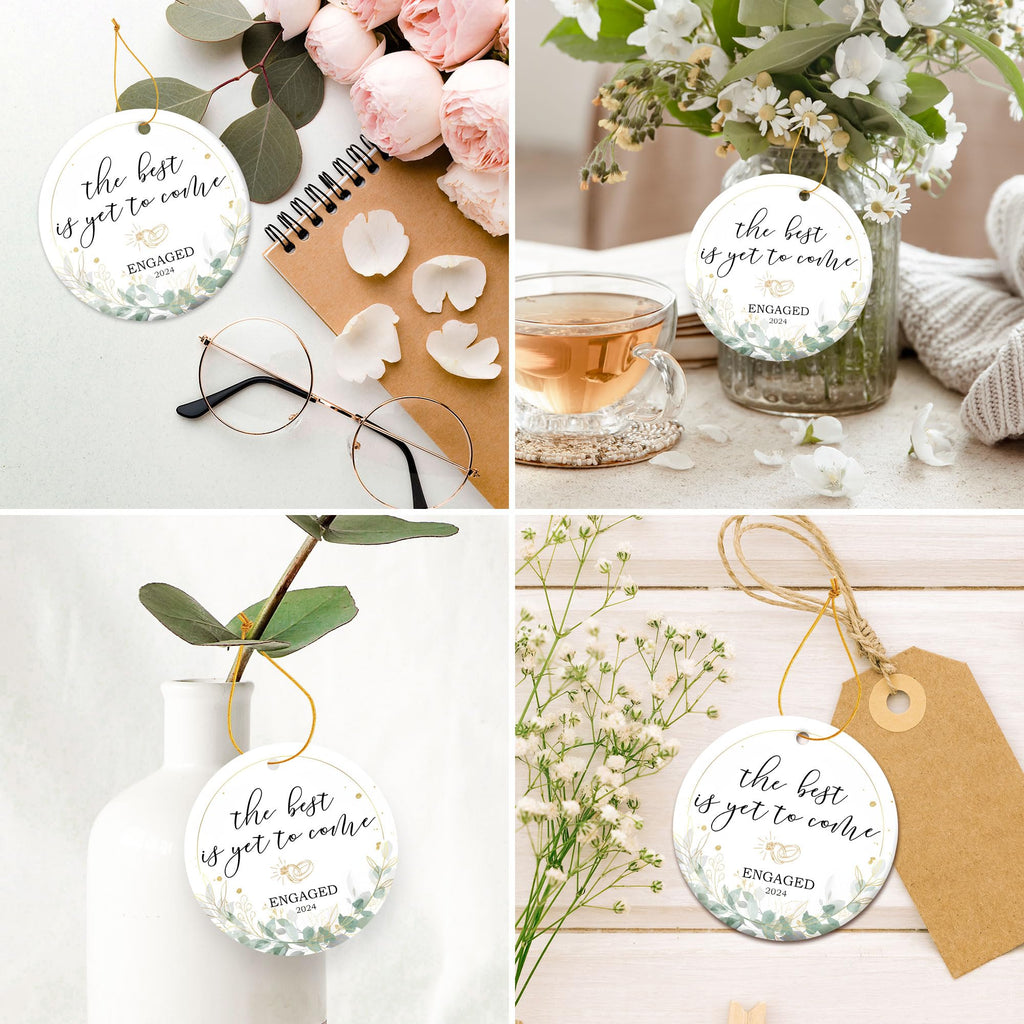 ZAGKOO Engagement Gifts for Couples - Gifts for Newly Engaged Couples - Engagement Gift for Her, Women, Friend, Fiancee - Happy Engagement, Just Engaged, Bride to Be - 2024 Christmas Ceramic Ornament
