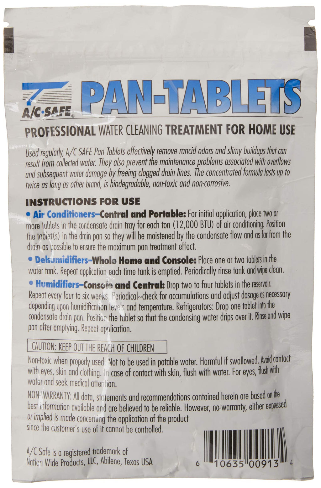 AC-Safe Tablets-30 Cleans scum in Drain Pans and Humidifiers, 30 Count (Pack of 1), Blue