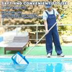 Pool Skimmer - Pool Net with Pole, 4 Section, 26.4"-66.5" Thick Adjustable Telescopic Pole & Fine Mesh Pool Skimmer Net,Larger Capacity Pool Nets for Cleaning, Durable Deep Rake Pool Net Skimmer