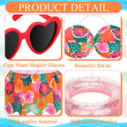 GANSHAYA Hawaiian Porch Goose Outfits Summer Bikini Goose Clothes Costume Fits 23" Goose Statue with Hat Sunglasses & Swimming Ring