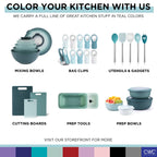 COOK WITH COLOR Mixing Bowls with TPR Lids - 12 Piece Plastic Nesting Bowls Set includes 6 Prep Bowls and 6 Lids, Microwave Safe Mixing Bowl Set (Teal)