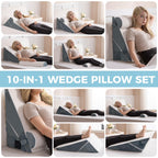 Ganondorf 3PCS Wedge Pillow Headboard Orthopedic Bed Wedge Pillows Set for Sleeping 9&12&22" Adjustable Premium Foam Elevated Triangle Body Pillow for Bed Sitting Up
