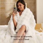 Bedsure GentleSoft Fluffy Throw Blanket, 870GSM Soft Bubble Faux Fur Throw Blanket for Couch, Fuzzy Plush Winter Decor for Christmas, Thick Warm Furry Cozy Gifts for Women Girls Mom, Cream, 50"x60"