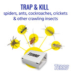 TERRO Spider & Insect Trap T3206 10-Pack Sticky Glue Traps for Roaches, Spiders, Ants, Cockroaches, Crickets - Indoor Bug Catcher Pest Control Traps, 4.25 in x 10 in
