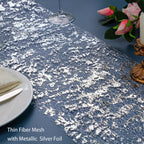 Snowkingdom Silver Table Runner, Sequin Glitter Foil Metallic Silver Mesh Table Runner Roll 11 Inch x 49 Feet, Silver Table Decorations Centrepiece for Wedding Birthday Party Christmas Baby Shower