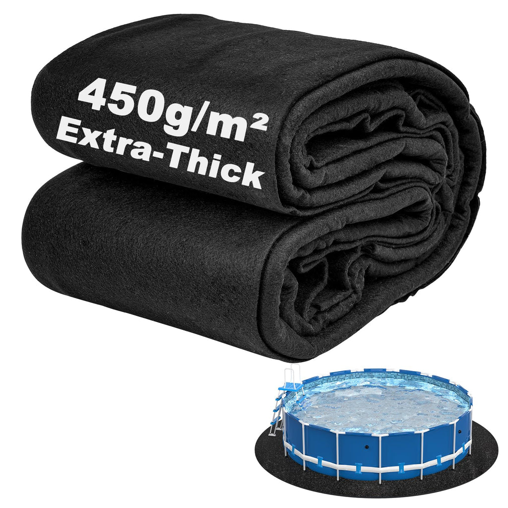 Abimars Pool Liner Pad for Above Ground Pools, 18 FT Round Extra-Thick Pool Mat, Seamless Comfort Underfoot, Puncture-Resistant Industrial-Grade Black Synthetic Fiber Pad
