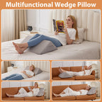 BIEEZZK Knee Wedge Pillow, Knee Pillows for Knee Pain, Leg Wedge for Knee Surgery Recovery, Memory Foam Triangle Pillow for Leg, Back Support, Sciatica Knee Hip Ankles Back Pain Relief Grey