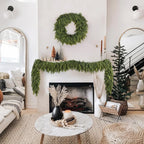 N&T NIETING 9ft Christmas Cedar Garland with Realistic Soft Thickness Pine, Artificial Green Faux Cedar Pine Garland for Fireplace Mantle Fireplace Indoor Outdoor Holiday Party Home Decoration