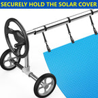codree 24 Pcs Pool Solar Cover Reel Attachment Kit, Inground Swimming Pool Solar Cover Straps and Clips, Solar Blanket Strap Kit Including 8 Straps with Hooks, 8 Clips and 8 Touch Fastener (Black)