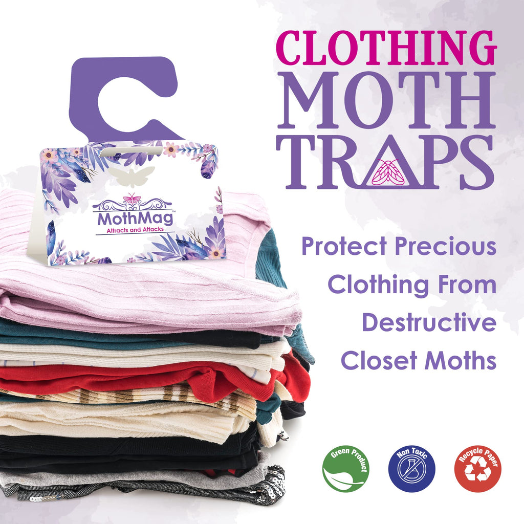 MothMag Moth Traps for Clothes, Closets, Fabrics, and Carpets, Clothes Moth Traps, Closet Moth Traps,Clothing Moth Pheromone Traps, Mothballs Alternative, How to Get Rid of Moths in House