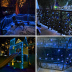 Blue 2-Pack 100 LED 64FT Crystal Globe Solar Christmas Lights, Outdoor Waterproof Solar String Lights with 8 Lighting Modes, Solar Outdoor Decorations for Tree Garden Patio Party Wedding Christmas