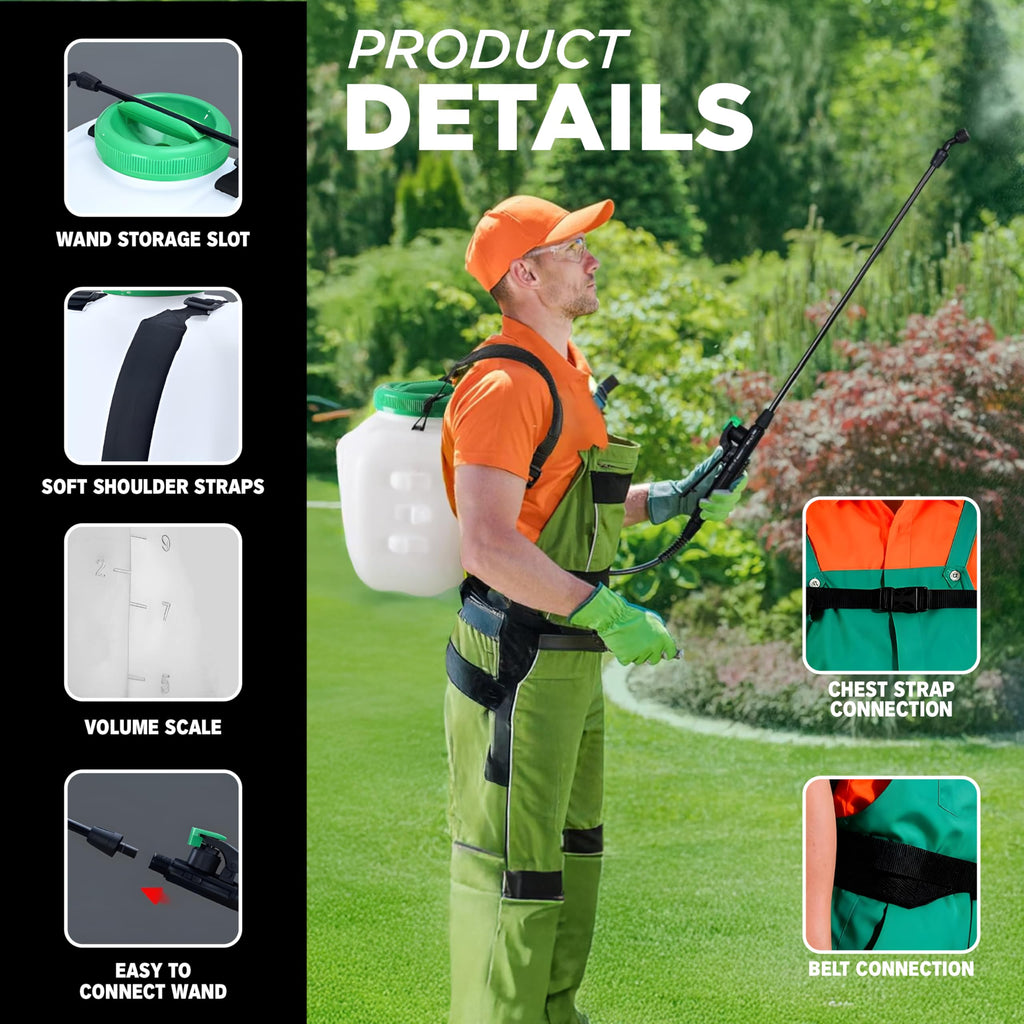 REALWORK 4-Gallon Backpack Sprayer with Padded Shoulder Strap for Pests & Weeds, Watering Garden, and Spraying Plants, in Translucent White