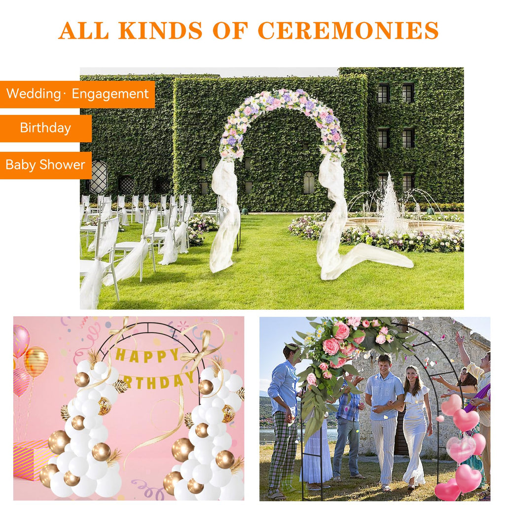 Adorox 7.8ft Garden Arch Trellis for Climbing Plants, Metal Arch Frame, Pumpkin Archway Outdoor Garden Arbors and Arches for Halloween Christmas Birthday Party Baby Shower Decoration(Black)