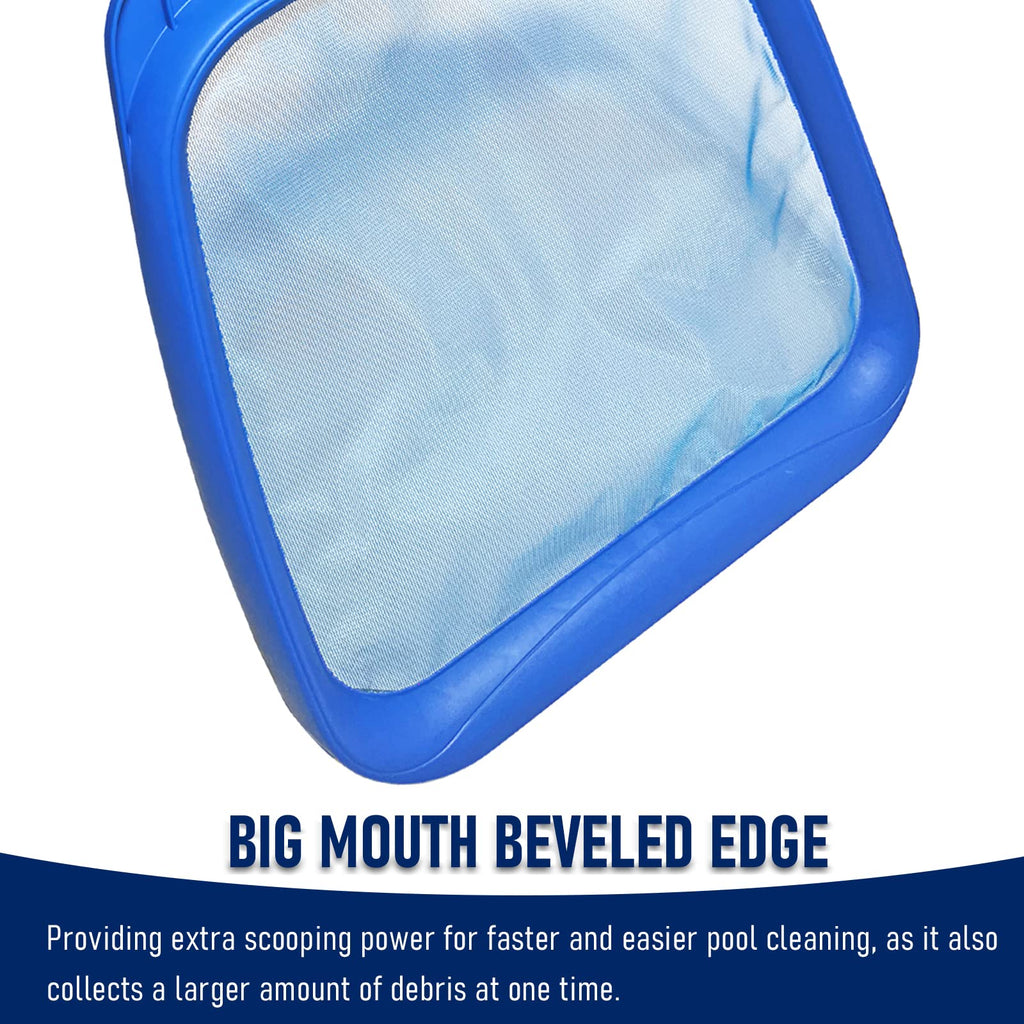Poolvio Heavy Duty Swimming Pool Leaf Skimmer Net with Strong Reinforced Handle for Cleaning Swimming Pools, Hot Tubs, Spas and Fountains