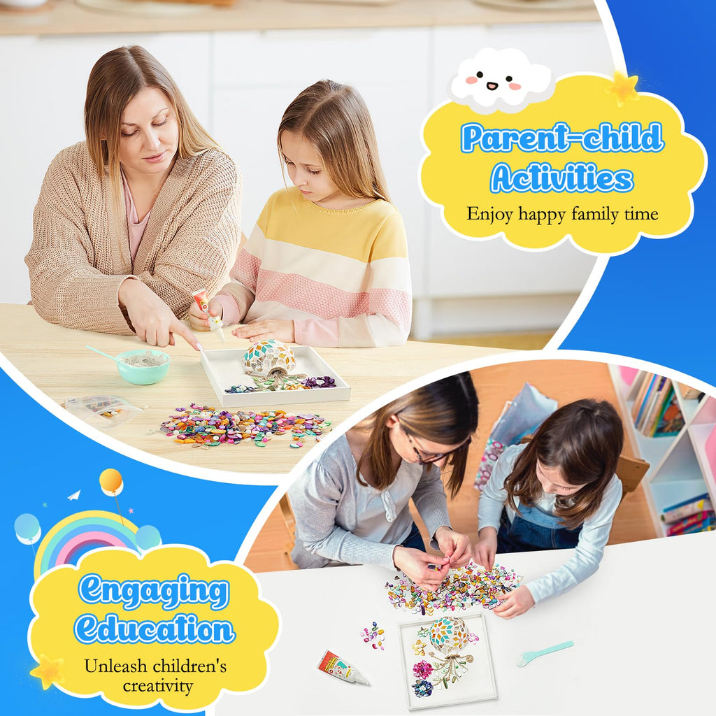 Kssiaz DIY Vase Mosaic Painting Kit, DIY Mosaic Arts and Craft Kits with Vase Flower Mosaic Accessories, Handmade Sticker Painting Gem Art Kit for Kids Christmas Room Decor