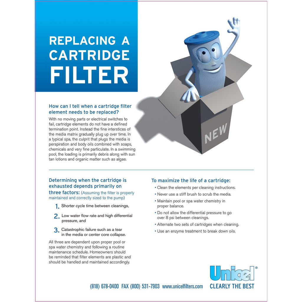 Unicel C-8409 90 Square Foot Media Replacement Pool Filter Cartridge with 174 Pleats, Compatible with Hayward Pool Products, Sta-Rite, and Waterway