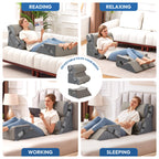 Ahpmeoa 6PCS Wedge Pillow Set for After Surgery, Sit Up Pillow for Bed, Back Support Pillow, Bed Wedge for Shoulder, Leg Pain Relief, Post Surgery Pillow for Sleeping, Acid Reflux, Grey
