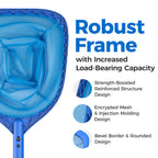 Mowend Swimming Pool Skimmer Net Total Length 67.7 inches, Leaf Rake Net with Adjustable Aluminum Pole for Fast Cleaning Ponds, Hot Tub, and Spas, Pool Cleaner Supplies and Accessories