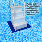 RESILIA Stay-Put Swimming Pool Ladder Mat - Non-Slip, Wide Ribbed, Protective Pad, 36 Inches x 36 Inches, 0.125 Inch Thick, Royal Blue, Made in USA