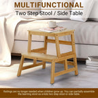 COSYLAND Kids Kitchen Step Stool，Toddler Standing Tower with CPC Certification, Removable Anti-Drop Railing Safety Rail Enjoys Unique Patented Design A Anti-tip Structure More Stable, Natural Bamboo