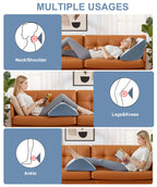 VMFKPNR Knee Wedge Pillow, 8" Knee Pillow for Back Sleeping Leg Pillow, Leg Elevation for Legs Post Surgery, Triangle Pillow for Knee Support, Hip Back Pain Relief