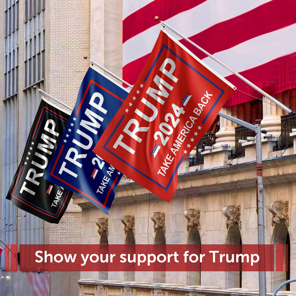 Trump 2024 Flag 3x5 Outdoor Double Sided - 3 Ply Red Take America Back 2024 Donald Trump Flags for Outside Indoor Outdoor Patriotic Decorations - Heavy Duty President Trump Flag with 2 Brass Grommets