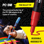posca Paint Markers, 3M Fine Point Acrylic Paint Pens with Reversible Tips, Art Supplies For Gifts, Decorations, Fabric, Metal, Glass, Wood and Canvas, Set of 24