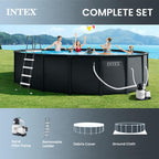 INTEX Ultra XTR 18 ft x 52 in Above Ground Pool Set, Round Swimming Pool with Steel Frame, 2100 GPH Sand Filter Pump, Ladder, Cover, & Ground Cloth
