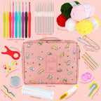 Aeelike Crochet Kit for Beginners Adults, Crochet Kits Include Yarn, 59pcs Crochet Starter Kit for Beginners,Ergonomic Crochet Hooks 2.0-6.0 mm, Lace Steel Needles 0.6-1.9 mm