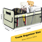 JiatuA Car Trunk Organizer, Car Organizers and Storage Collapsible Multi Compartment Container Box, Adjustable Car Accessories for SUV Sedan Truck, Standard Size, Light Green
