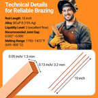 15% Silver Brazing Rods AWS BCuP-5 20 Sticks Silver Solder Phos Copper Brazing Alloys Flat Welding Rods 0.050"x1/8"x10" for Air Conditioning, Refrigerator, Cold Storage, and HVAC Units