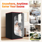 Manastin Upgraded Portable Steam Sauna for Home, Sauna Tent with 3L/1200W Steamer, XL Foldable and Remote Control, 99-Min Timer & 15 Power Levels, 2.6' x 2.6' x 5.9' Detox Spa for Relaxation,Jet Black