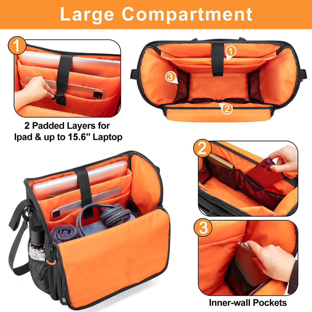 samdew Large Wheelchair Bag to Hang on Back, Wheelchair Accessories Bag for Adult & Senior, Power & Manual Wheelchair Backpack Pouch with Medicine Storage Insulation Pocket & Shoulder Strap, Bag Only