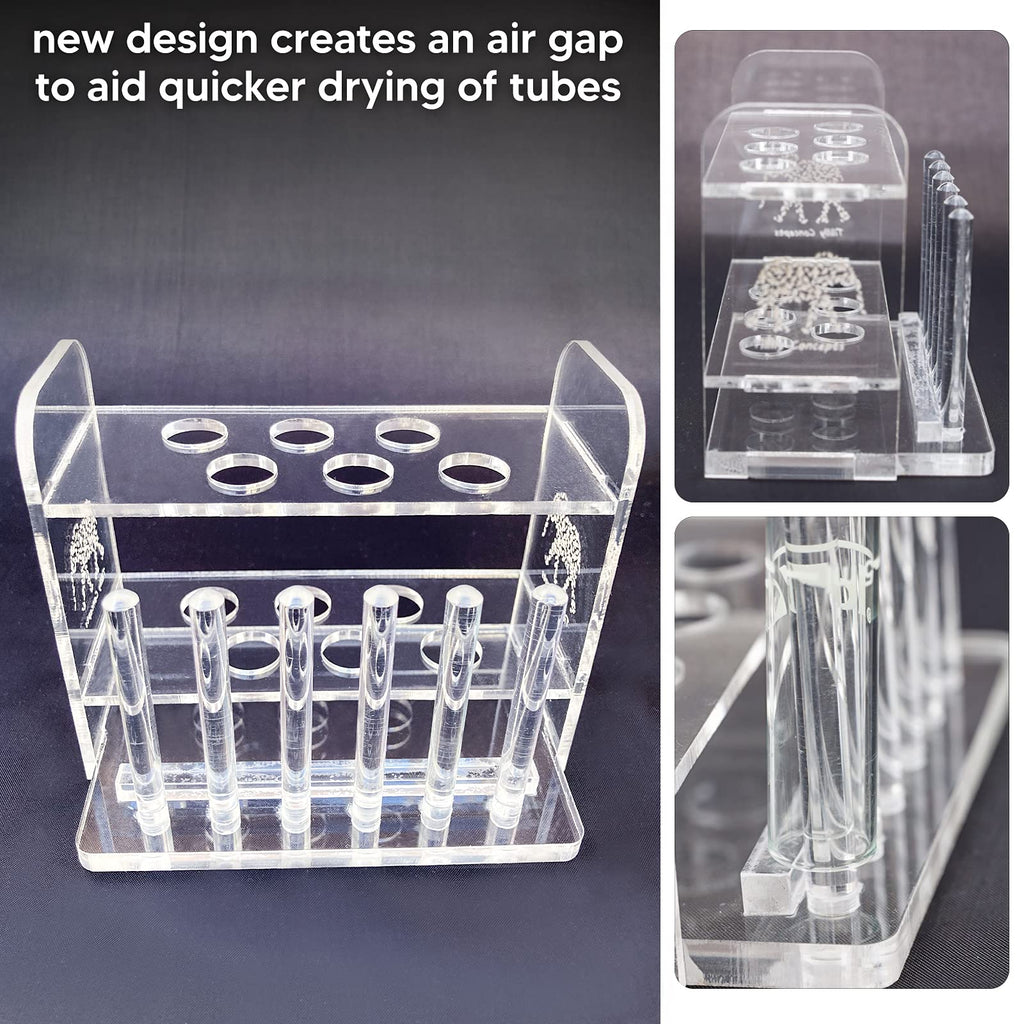 Aquarium Test Tube Holder, Handmade Rack, w/6 Slots and 6 Drying Poles for API and TC Glass Test Tubes